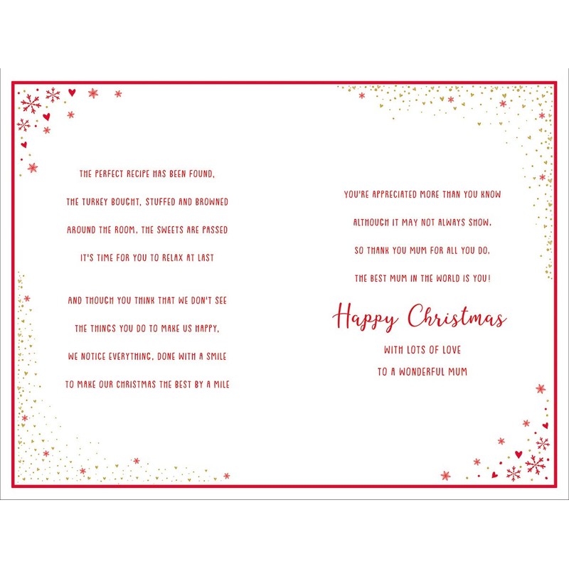 Regal Publishing Sentiment Christmas Card Mum - 12 x 8