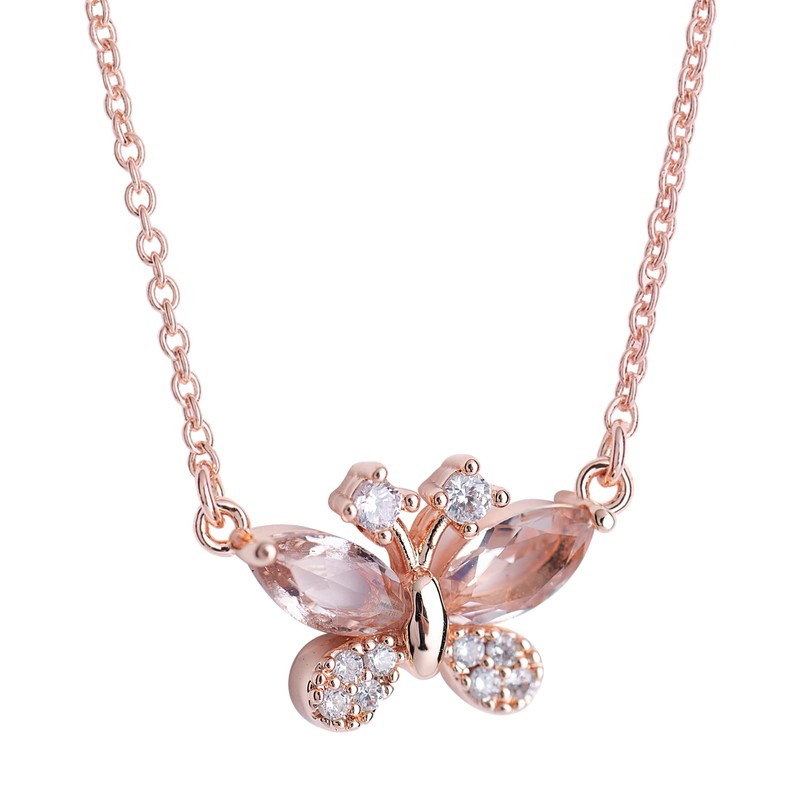 LuckyLy Set Joyería Mujer Mariposas, Baño de Oro Rosa 14k,