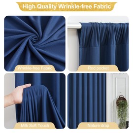 40x10FT Navy Blue Backdrop Curtains for Wedding Parties, Wrinkle Free Polyester Photography Backdrop Drapes for Wedding Baby Shower Birthday Parties Stage Background Stand Decorations 4x10ft,10 Panels