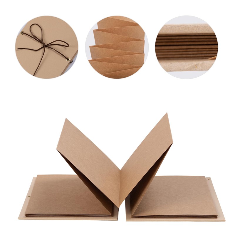 WINDAWNKE Scrapbook Album with Brown Pages and DIY Stickers, 6