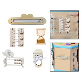 Perfeclan Montessori Toy Busy Board Accessories Wooden Toy DIY Material Early Education Toy Motor Skills Toy Sensory Toy Learning Toy for Children Boys and Girls Preschool, 5 Pieces/Set