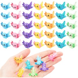TANGHSE 35Pcs Miniature Axolotl Figures, Mini Resin Axolotl Charms Tiny Animal Figurines, Small Animal Figurines, Hexagonal Dragon Toy for DIY Craft, Dollhouse Ornament, Potted Plants Decorations
