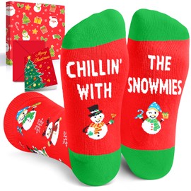 HAPPYPOP Christmas Gifts Stocking Socks for Teens - Christmas Red Snowman Socks Xmas Stocking Stuffers for Women Men
