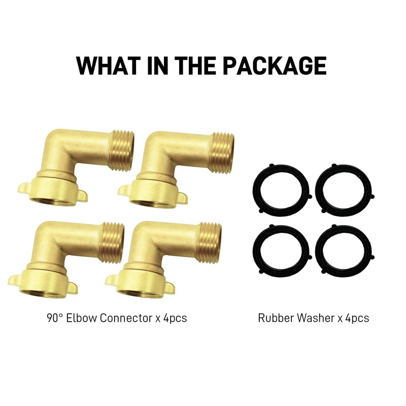 ZHONGCHENG-VALVE 90 Degree Garden Hose Elbow, 4 Pack 3/4"" Brass