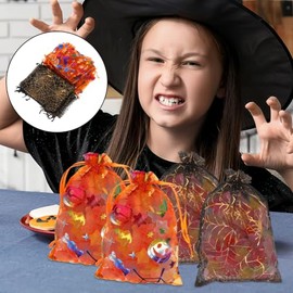 Artibetter 60 Bolsas de Organza Halloween con Cordón