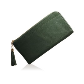 BLUE SINCERE Genuine Leather L-Shaped Long Wallet for Women, RFID Skimming Protection, L-Zip and Tassel, Wallet with Bill Compartment and Coin Purse / SW3, green (dark green)