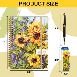 Spardar 2025-2026 Planner - 1 Year Monthly Planner, 6.3" × 8.4", Monthly Calendar with Metal Pen, Spiral Bound, Office Home School Supplies for Women & Men（Sunflower）