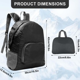Colexy Ultraleichter Faltbarer Rucksack Leicht Packable Wanderrucksack Trekkingrucksack Outdoor Sportlich Backpack Travel Daypack für Herren Damen (Schwarz)