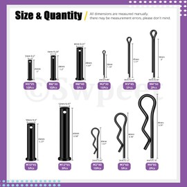 Swpeet 67Pcs 5 Sizes Clevis Pins with Cotter Pin Assortment Kit, Single Hole Flat Head Clevis Pins, R Pins, Hairpin, Cotter Pin, Split Pins Fitting Hole Location Pin Clips Fastener
