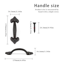 LNSYSNS Barn Door Handle, 2 PCS Heavy Duty Cast Iron Door Pull Handles, Garage Handle Black for Sliding Door,17cm Long, for Barn Doors, Cabinet, Drawers, Garage Sheds
