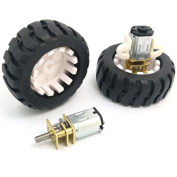 DollaTek 2PCS 6V N20 Micro Gear Motor with Rubber Wheel