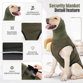 Soft Dog Anxiety Jacket,Breathable Dog Shirt,Anti Anxiety Vest for Dogs with High Collar,Pet Coat for Thunder, Fireworks and Separation,Green M