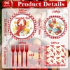 TAKEALOOKO 96 Pcs Crawfish Boil Party Supplies, Red White Crawfish