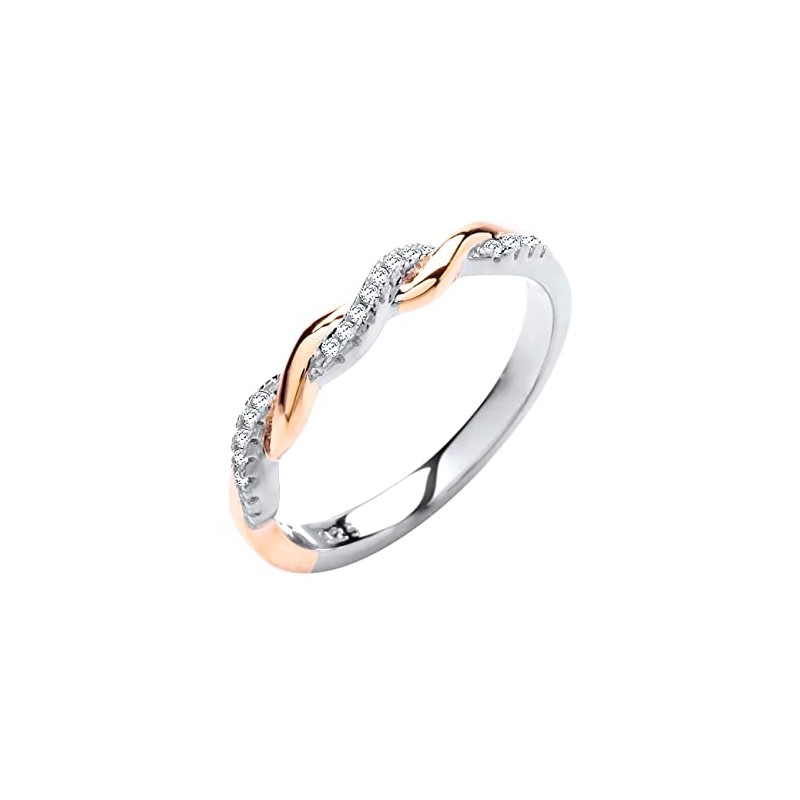 Sterling Silver & Rose Gold 0.10ct Diamond Eternity Ring -