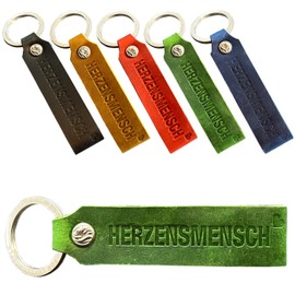 JOKO DESIGN Heart Man Favourite Person Leather Keyring Gift Girlfriend Partner Daughter Gift Idea, Heart Man Vintage Green, Retro