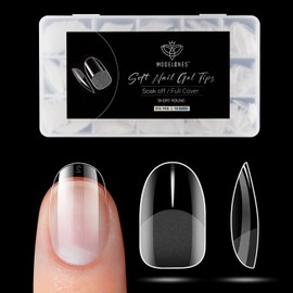 Modelones Nail Tips, 510 Pieces, Full Cover Nail Tips Set, Gel Tips Set, Pre-Buff PMMA Resin Nail Tips, Artificial Nails for Sticking, Nail Art, DIY, 15 Sizes, Short Squoval