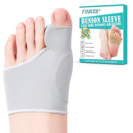 2PCS Bunion Corrector, Bunion Sleeve with Relief Pads, Hallux Valgus Splint, Big Toe Side Protector Socks, Toe Spacers for Men & Women Day Night Wear, Reusable, Left/Right（grey）