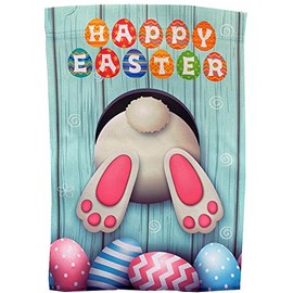 Happy Easter Bunny House Flag – 28” x 40”, Double Sided Garden Decor, Large Yard Banner, Spring Decorations