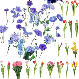 80 Pieces Natural Floral Stickers, Waterproof Scrapbook Aesthetic Stickers for Journal Planner Botanical Paper Stickers Craft Kit Aesthetic Adult Card Making Alphabet DIY