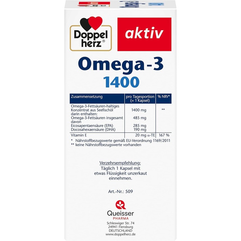 Doppelherz Omega-3 1400 mg - High Dose Omega-3 Concentrate Plus