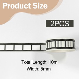 TUYOBG Black and White Film Strip Border Tape 2pcs, Decorative Washi Tape for Scrapbook Tape Projects, DIY Scrapbooking Album Craft Tape, Suitable for Scrapbooking Supplies and Accessories