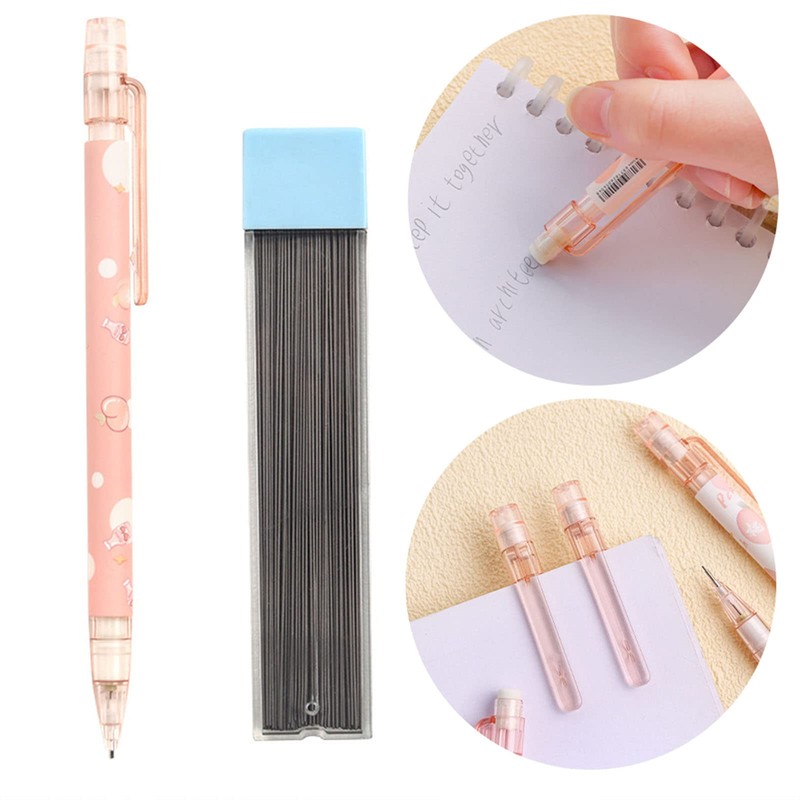 6 Pieces Mechanical Pencils Set Automatic Mechanical Pencils Peach Mechanical