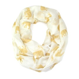Elephant Print Infinity Scarf (Ivory)