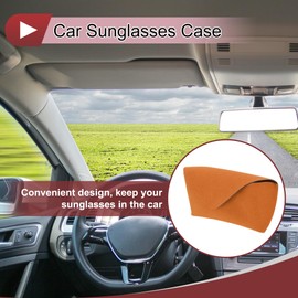 X AUTOHAUX Car Sunglasses Case with Magnetic Universal Sun Visor Sunglasses Holder for Car Suede Orange 17.5x8cm 1 Pcs
