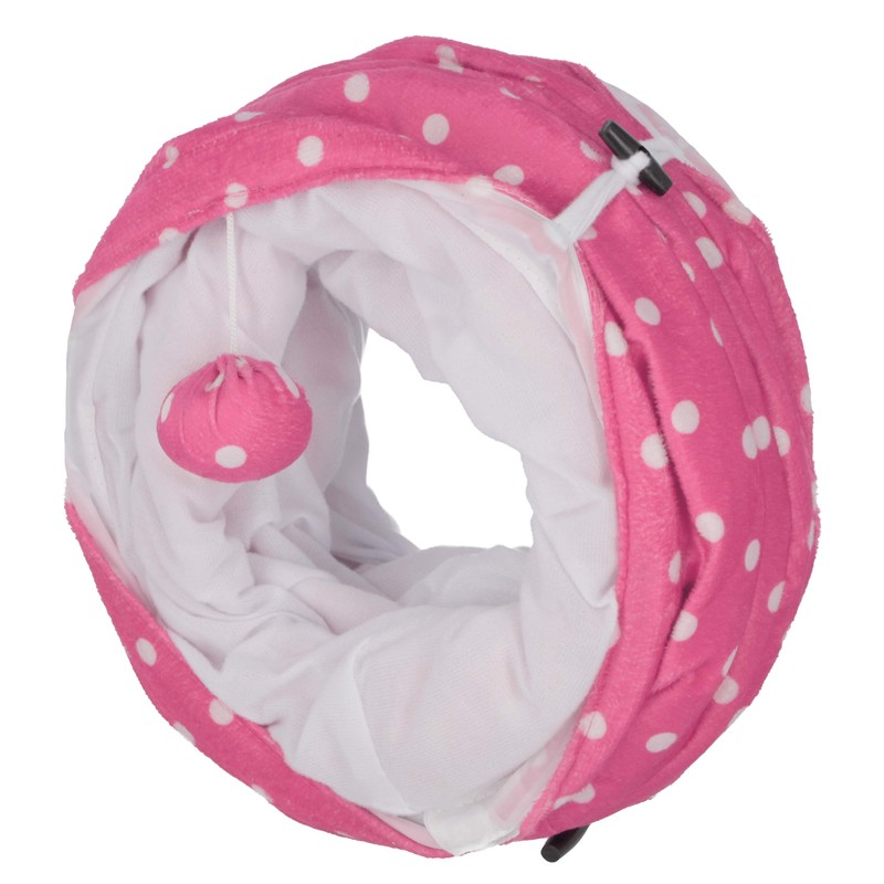 Kerbl Cat Tunnel Puntino Pink/White