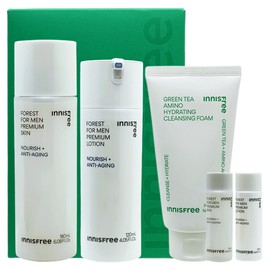 Innisfree Forest for Men Premium Skin Care Set + Green Tea Amino Moisture Cleansing Foam / 이니스프리 포레스트 포맨 프리미엄 스킨케어 세트+그린티 아미노 수분 클렌징 폼