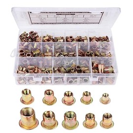 Longzhuo 300PCS Tuerca de remache, kit de tuercas de remache métricas de acero al carbono, con cabeza plana roscada