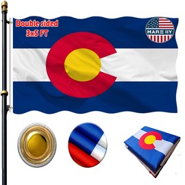 VOLTA Double Sided Colorado State Flag 3x5ft, Outdoor Heavy Duty 3-Ply Durable Polyester Colorado State Flag with Canvas Header/Brass Grommets for Indoor and Outdoor Decoration