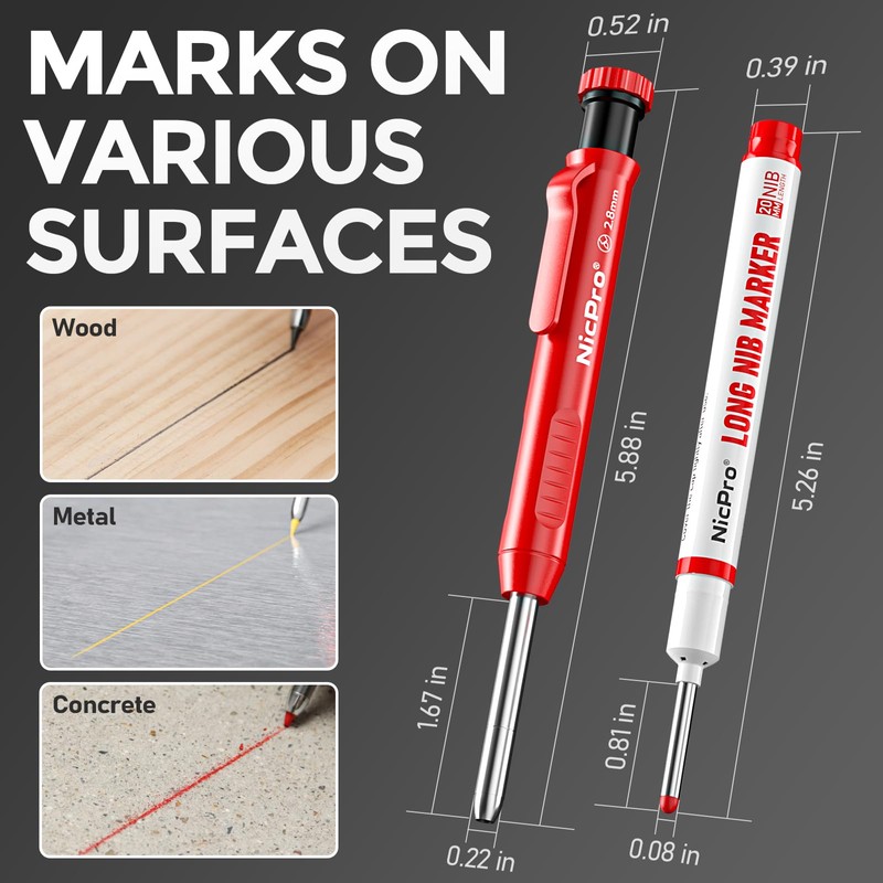 Nicpro 5 Pack Carpenter Pencil with Sharpener, Construction Mechanical Pencils