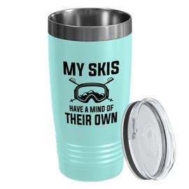 Skiing Teal Edition Viking Tumbler 20oz - My skis have - Ski Bum Gifts Fun Gifts for Skiers Mountain Camping Water Skiier Gifts