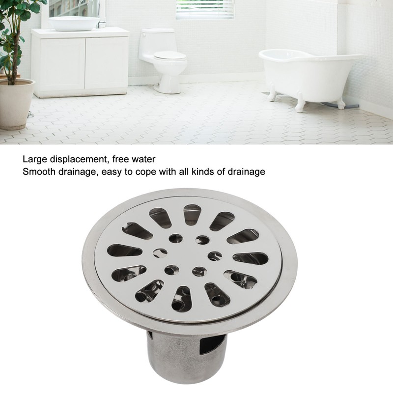 Floor Drain 3.5 Inch Stainless Steel Odor Resistant Deep Water