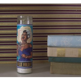 Billie Holiday Secular Saint Candle - 8.5 Inch Tall Glass Prayer Votive - Made in The USA
