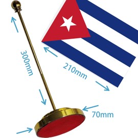 Cuba Desk Small Flag Set,5×8 Inch Cuban Mini Desktop table Banner,12 inch Metal Solid Pole Decor,Tiny Digital Printed Polyester Banner With Golden Base