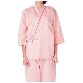 Nagayleben SG-1441 Unisex Patient Clothes, Jinbei-type, Top Coat, White Coat, Pink