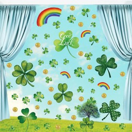 120 PCS St Patricks Day Window Clings, Shamrock Window Stickers for St Patricks Day Decorations,Reusable Static Spring Window Clings for St Patricks Day Decor