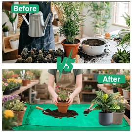59" x 39" Extra Large Plant Repotting Mat, Foldable Large Repotting Mat for Indoor Plants, Transplanting Houseplants, Pot Out, Mix Soil and Mess Control, Gardening Gifts for Plant Lover(Green)
