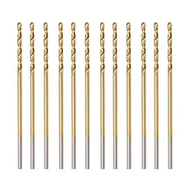 uxcell High Speed Steel Straight Shank Twist Drill Bit Fully Ground Titanium Coated 1mm Drill Diameter 34mm Total Length 12mm Drill Bit Length 12 Pcs