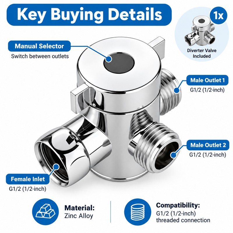 3-Way Water Diverter Valve for Bathroom Shower & Faucet –
