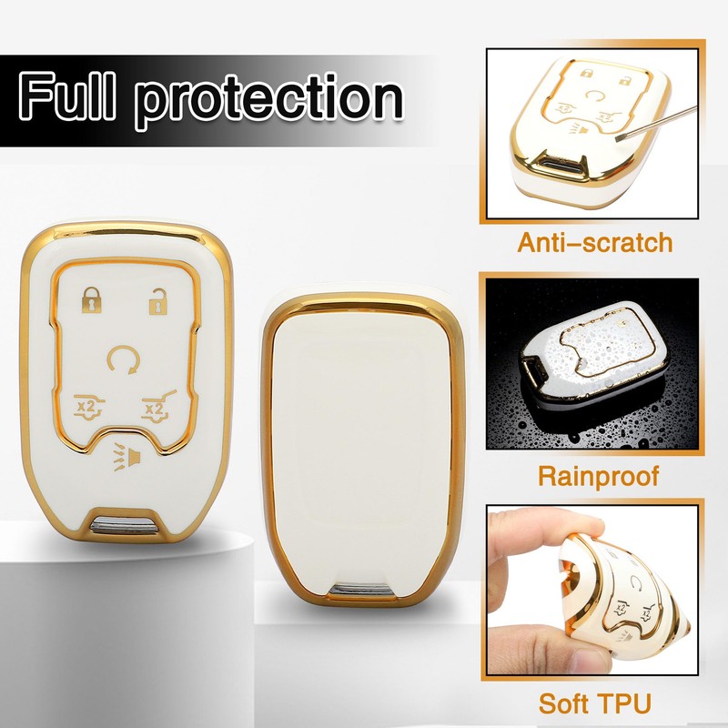 TOMALL for GMC Key Fob Cover with Keychain, 6 Buttons