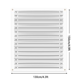 Mugshot Backdrop Photo Booth Banner 4.9 X 4.3 Ft, Police Lineup Height Charts Photo Props Background Accurate Measurements Poster for Bachelorette Girls Night Out, Photoshoot Arrested Height