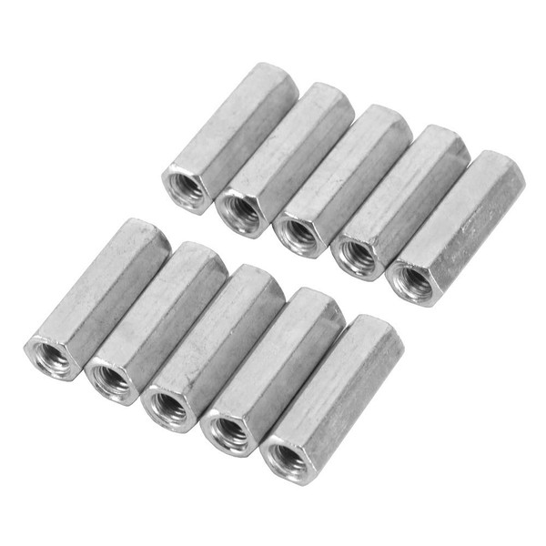 10pcs M6 Carbon Steel Long Hex Coupling Nut Female Thread