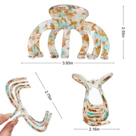 Bgffuy Large Hair Claw Clips for Women - Suitable for Long and Thick Hair, Non-Slip Big Claw Strong Hold Hair Unbreakable，Hair Clamps Accessories for Everyday Wear -3 PCS (multicolor)