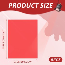 ZoZoMaiy 6 Pieces Lighting Gels Filter, Colored Overlays Light Gels Sheets, Red Transparent Film, Plastic Light Filters Film, for Photo Studio Strobe Flash LED Video Light DJ Light, 29.7x21cm