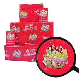 Christmas Wrapping Paper Sheets + Gift Tags (Pack 2) Funny Rude Novelty Design for Her Women