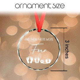 Baby Pregnancy Announcement Gifts, Expecting Parents Dad and Mom to Be Gift, New Parents Gifts for Couples, First Time Grandparents Gift - and Then There were Four Glass Christmas Ornaments