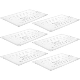 CURTA 6 Pack NSF Commercial Food Pan Cover, Full Size Clear Polycarbonate Notched Lid with Handle for Commercial Food Pan, Dishwasher & Freezer Safe Plastic Clear